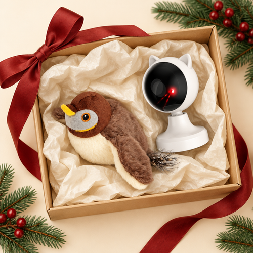 Cat Stocking Box: Chirpy Bird and Auto Laser in a gift box